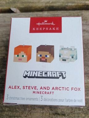 Hallmark Minecraft Alex, Steve & Arctic Fox Ornaments - Orange, Brown, White